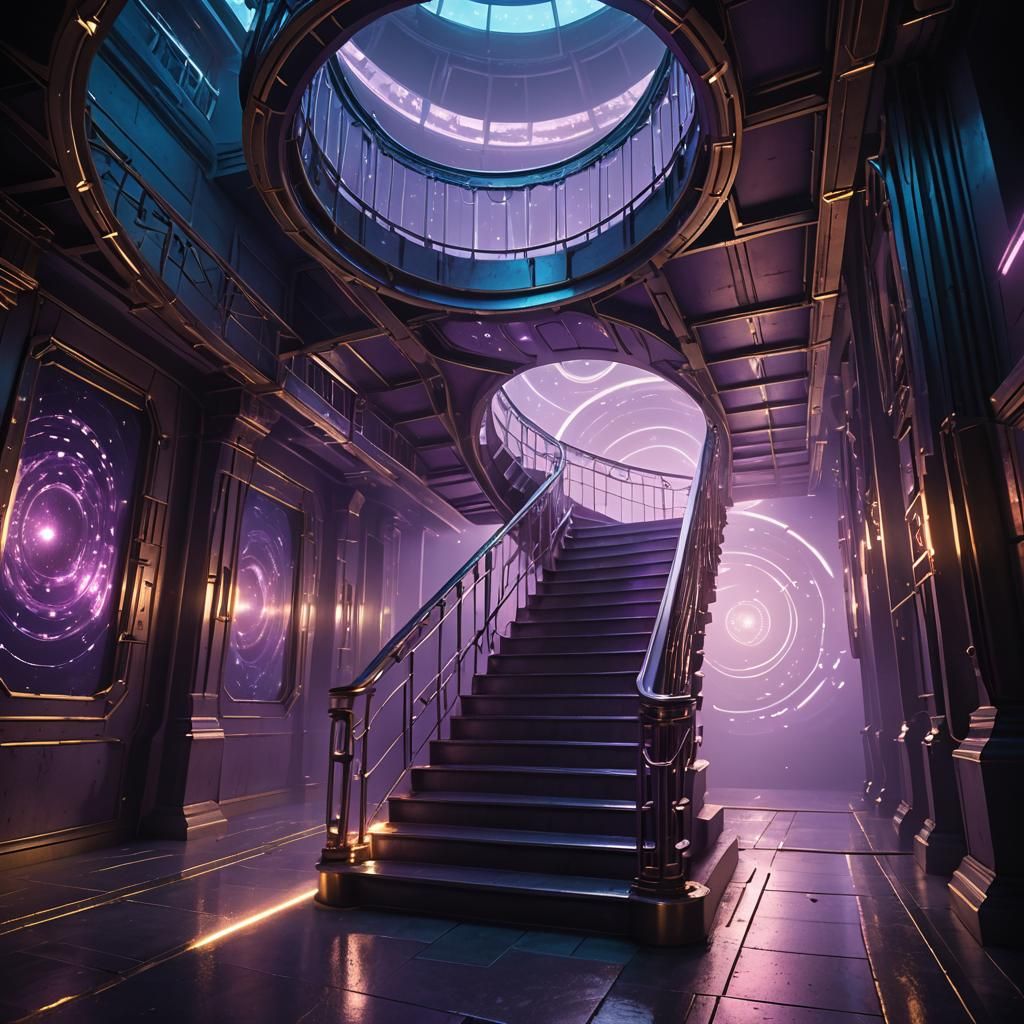 Quantum Entangled Stairway to Infinity in Photorealistic Sty...