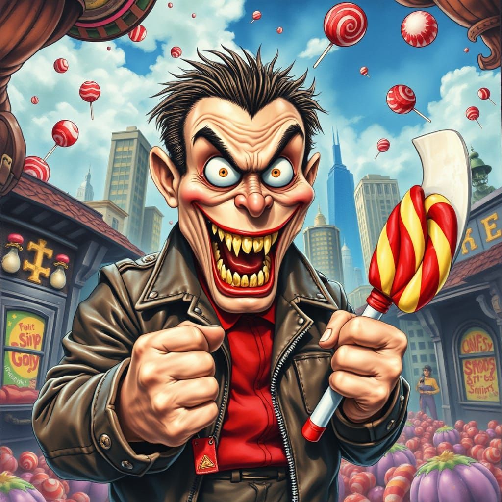 Candy Lair Supervillain in Comic Book Style