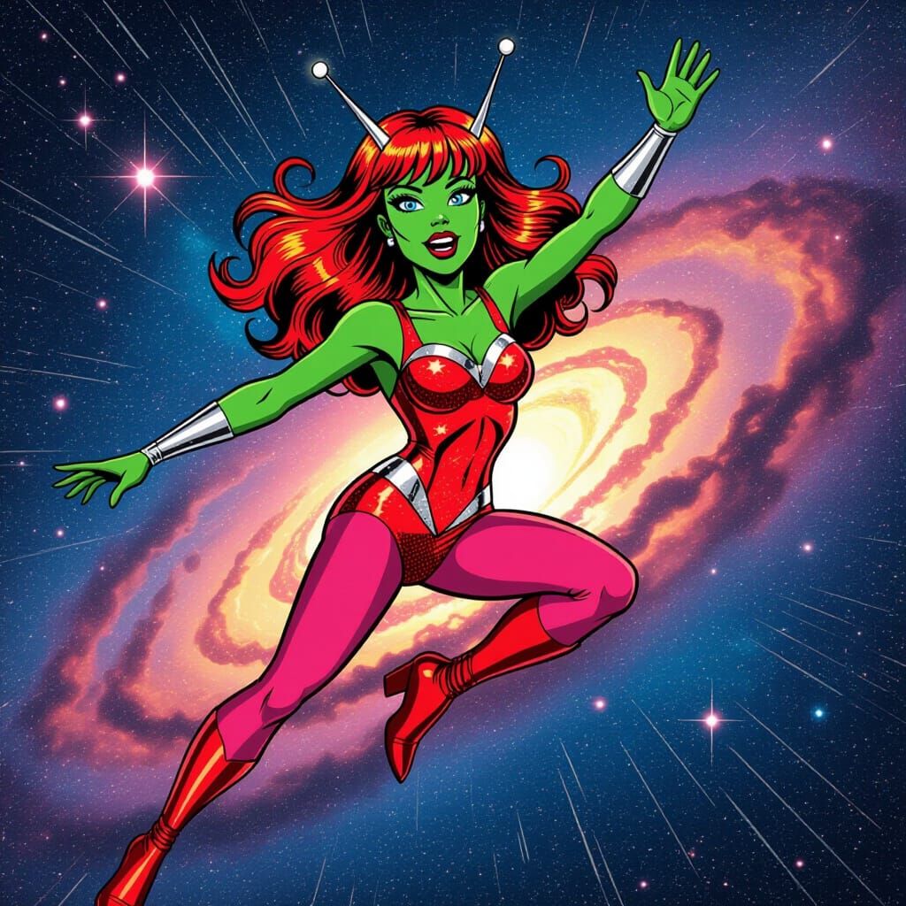 Andromeda Galaxy Alien Superhero in Pop Art