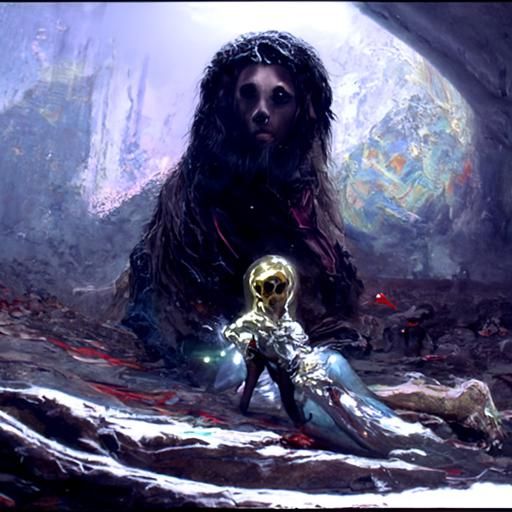 Girl in Horror Style Oil Painting