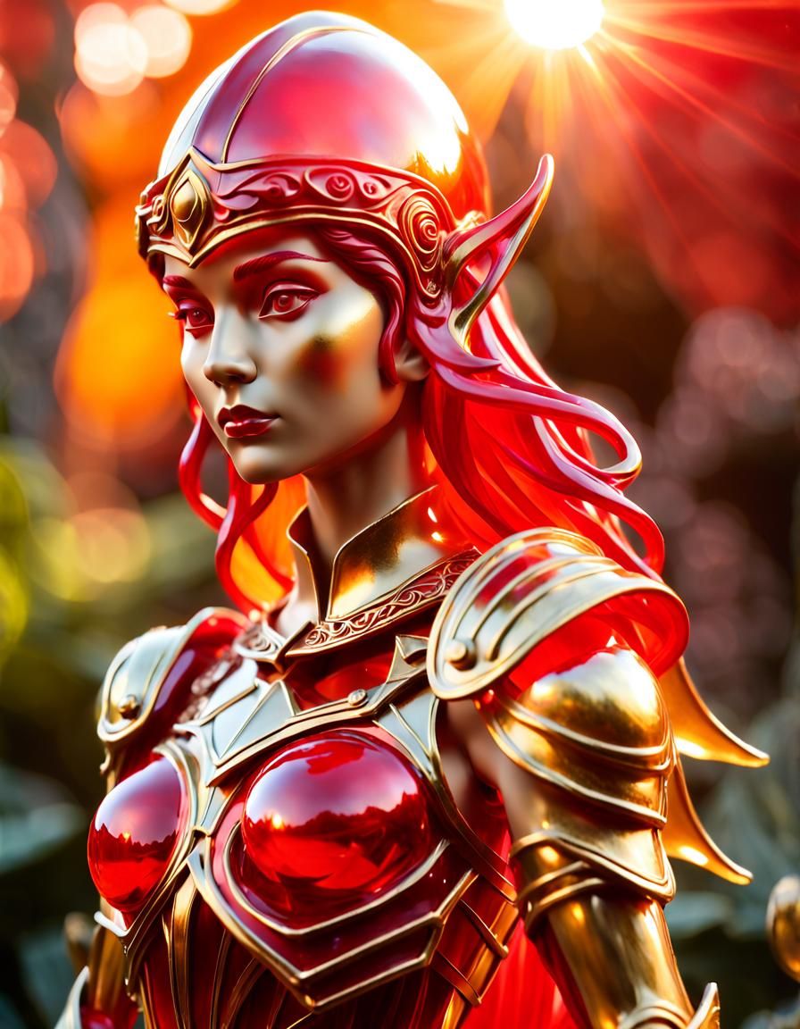 Red Jelly Elven Warrior Statue 2