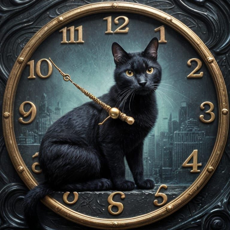 Surrealist Black Cat in Dreamlike Setting