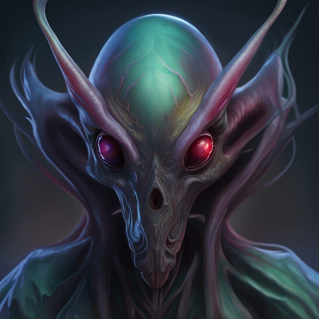 Eldritch Alien Mosquito Portrait in Hyperdetailed Style