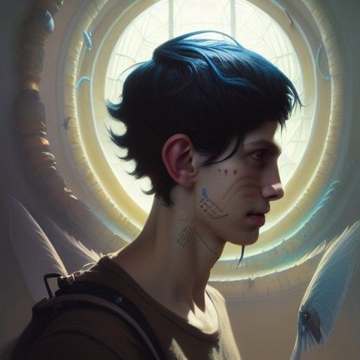 Detailed Portrait of Young Warrior in Fantasy Art