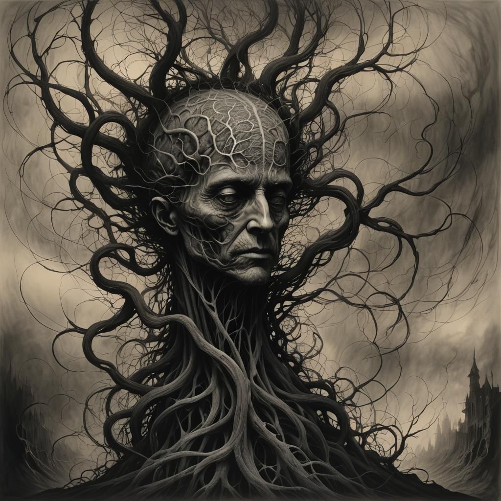 Surreal Brain Vortex in Fantastical Realism Style