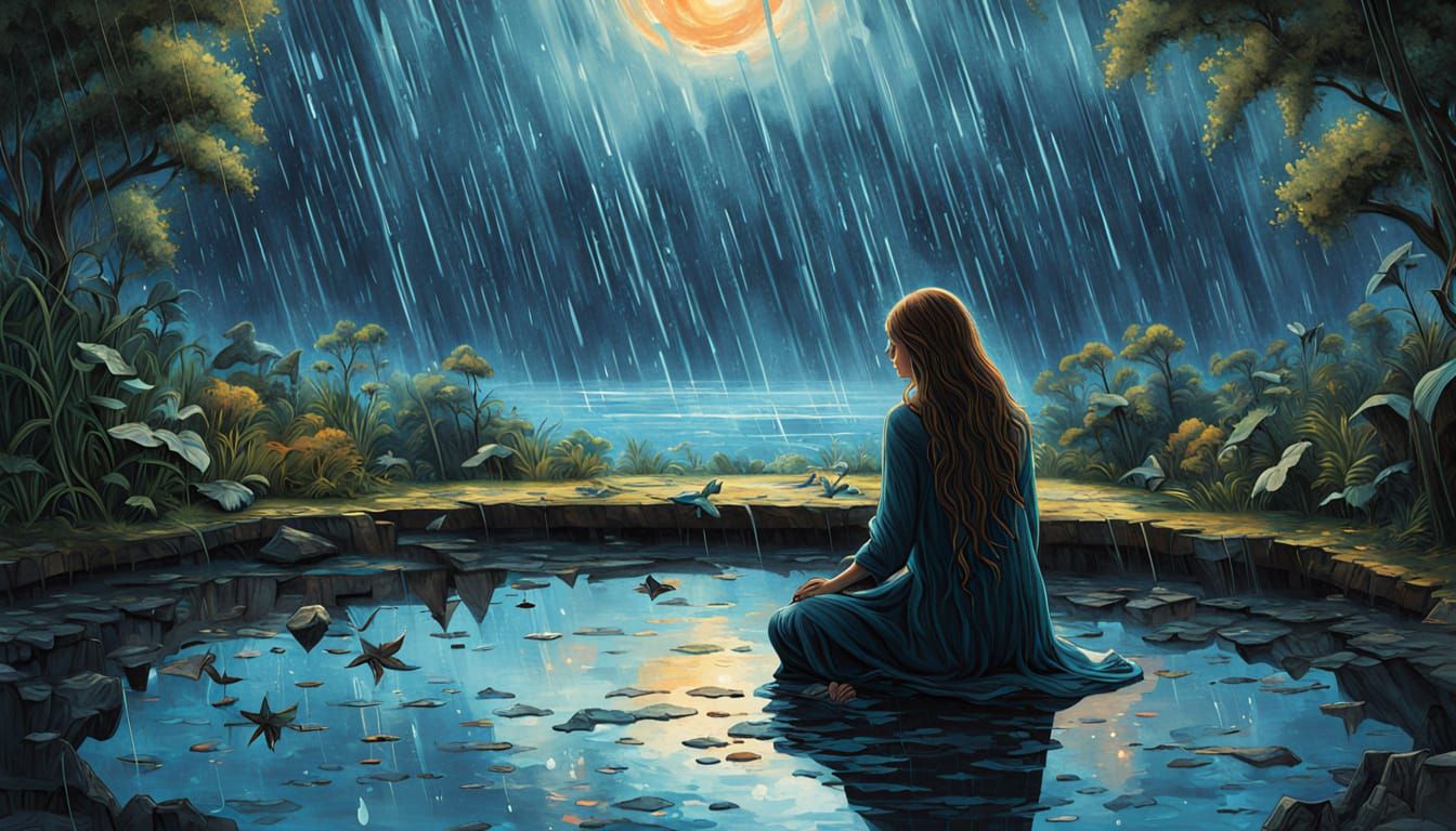 Mystical Goddess Emerges from Stormy Weather in Ethereal Cyb...