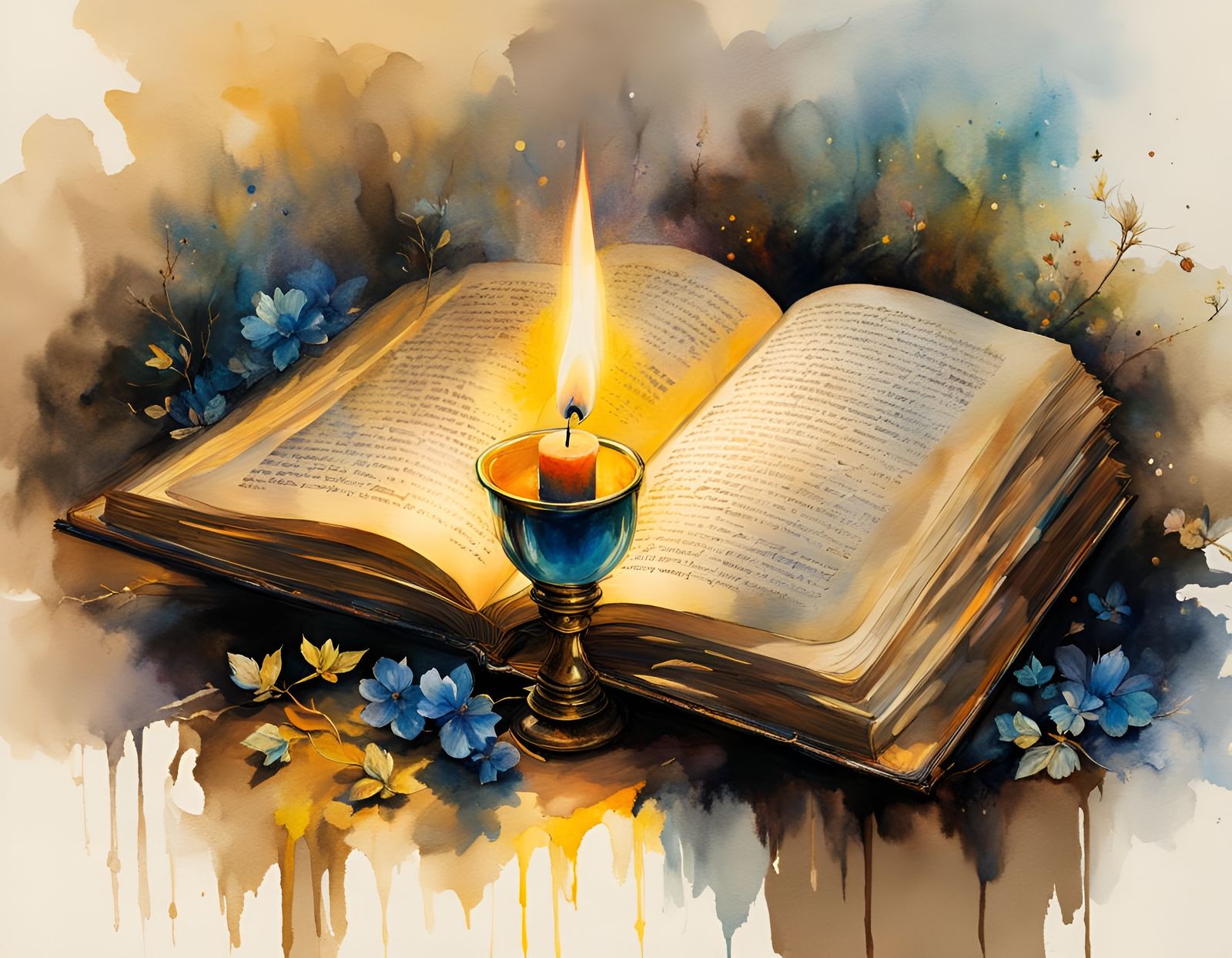 Dream Fantasy Books with Candlelight in Sepia Tones