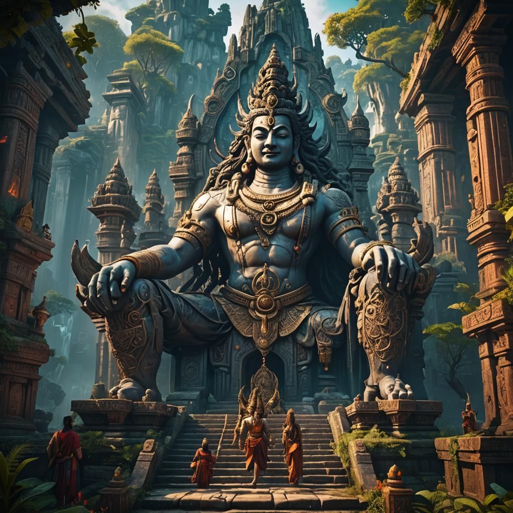 Detailed Hindu Shiva Temple Concept Art