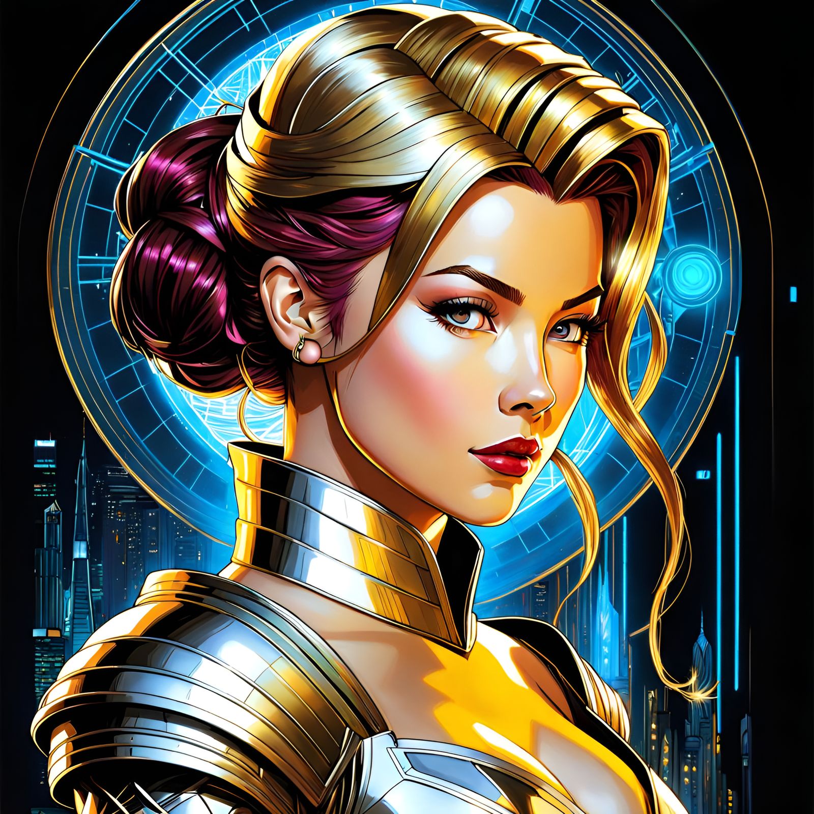 Cyberpunk Princess Belle with Shiny Aura