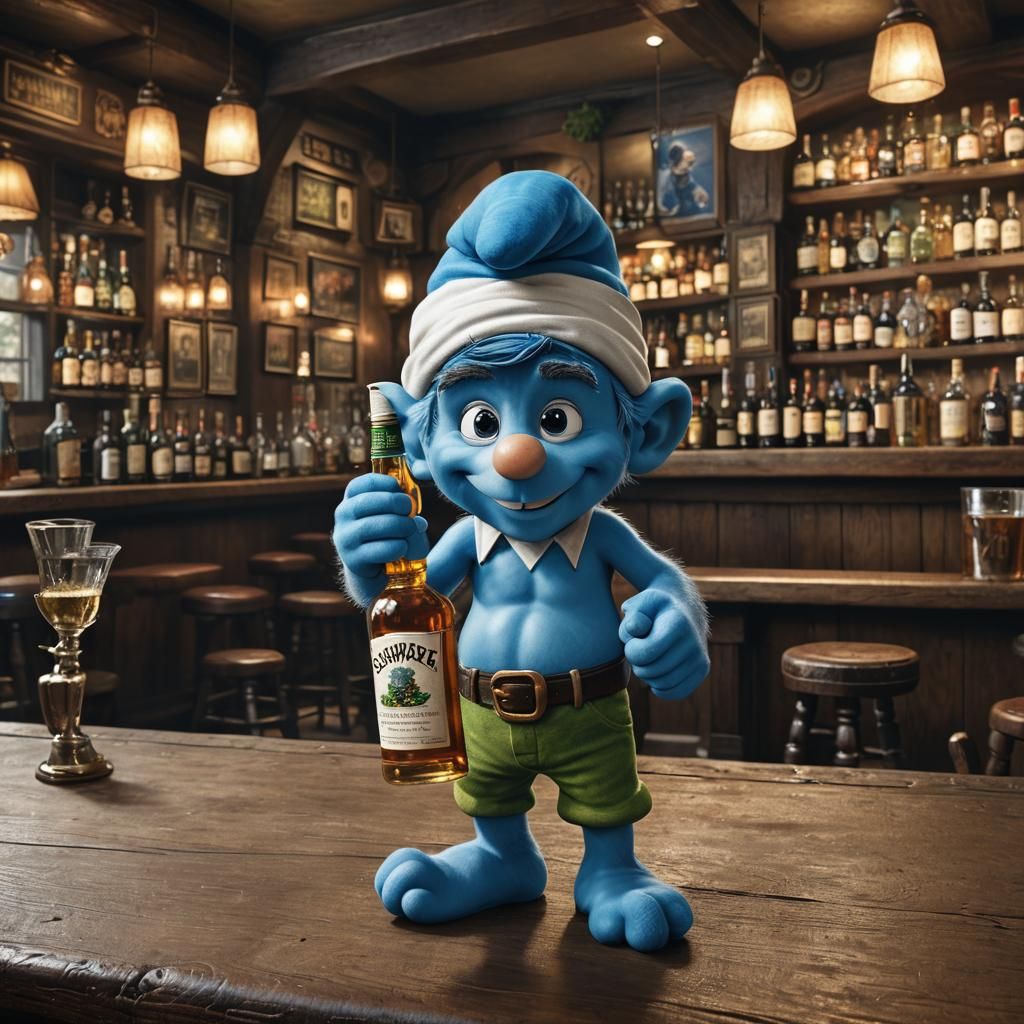 Smurf with Irish Whiskey in Irish Pub