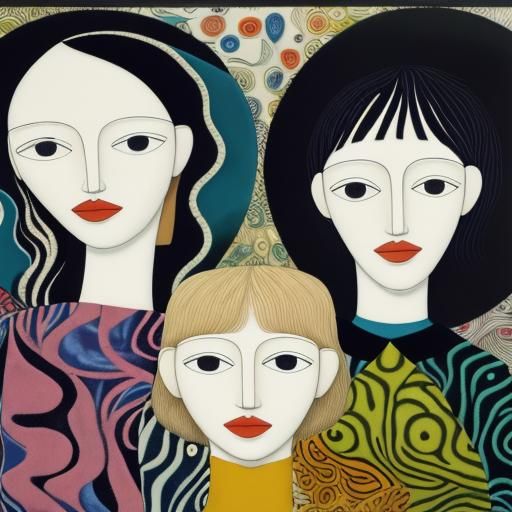 Textile Art of Friends in Surrealist Style