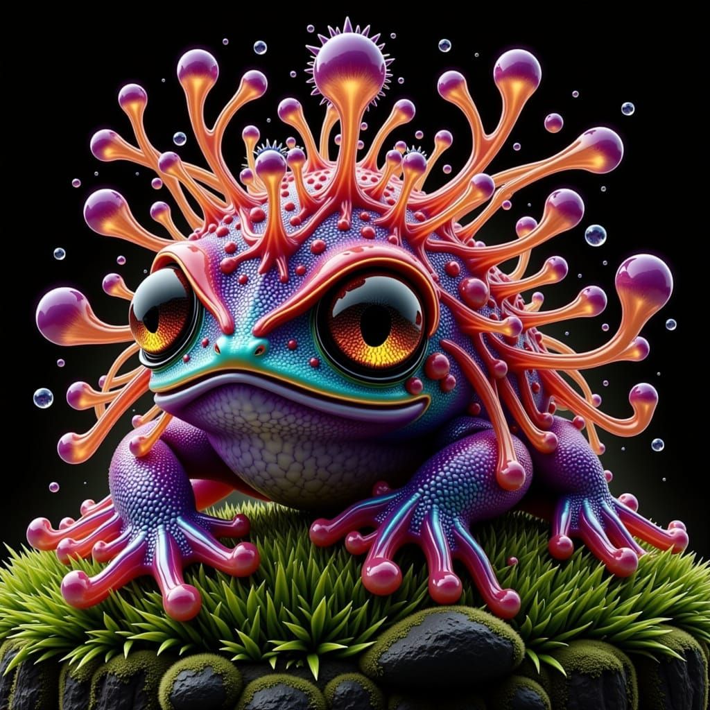 Mystical Iridescent Frog on Lily Pad