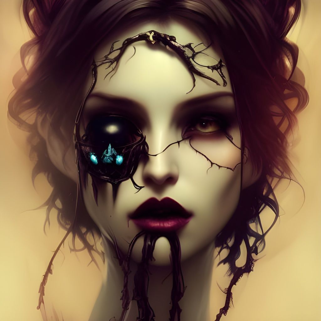 Gothic Fairy with Skull in Dramatic Lighting