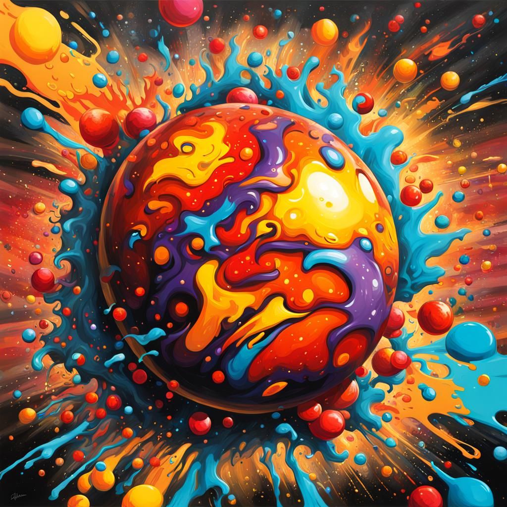 Colorful Graffiti Art with Polychromatic Splash Effects