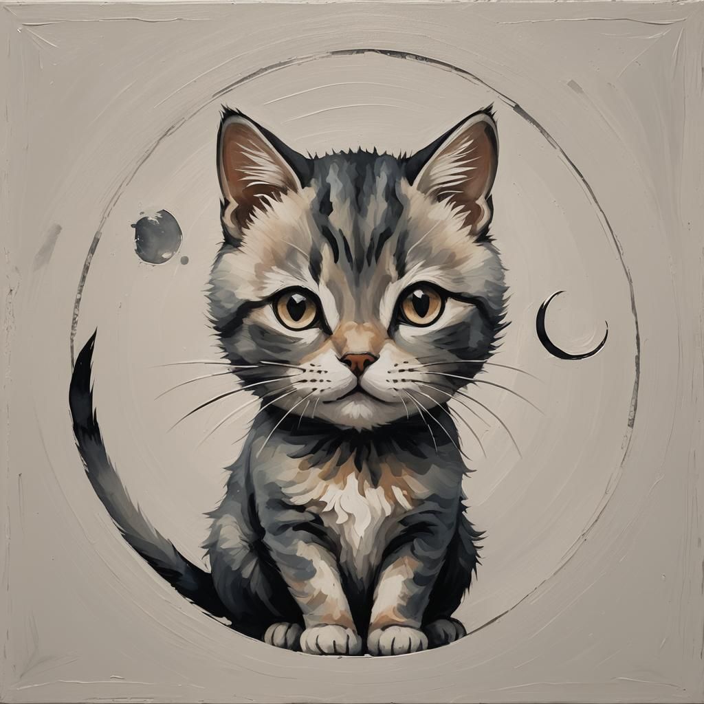 Weird Shibi cat portrait by Ma Ito.