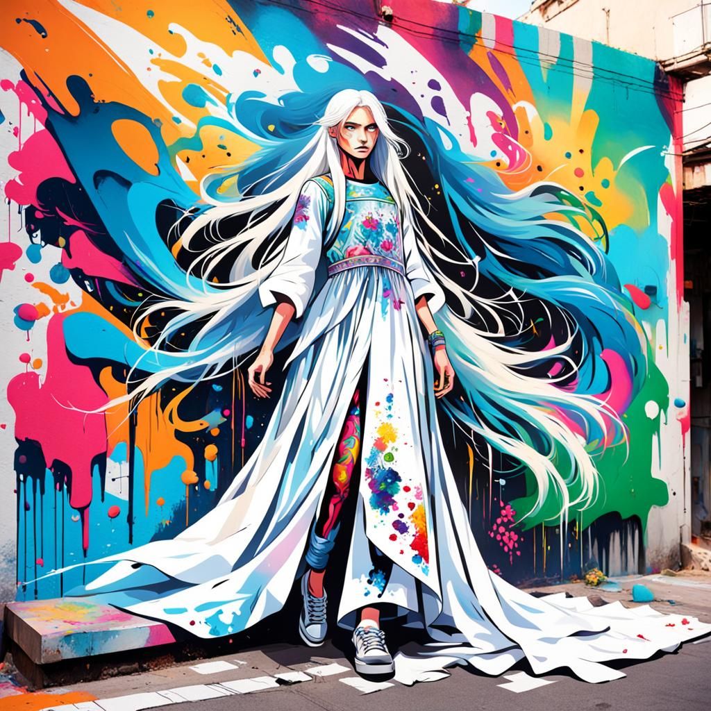 Man in Wedding Dress: Graffiti Splash Art