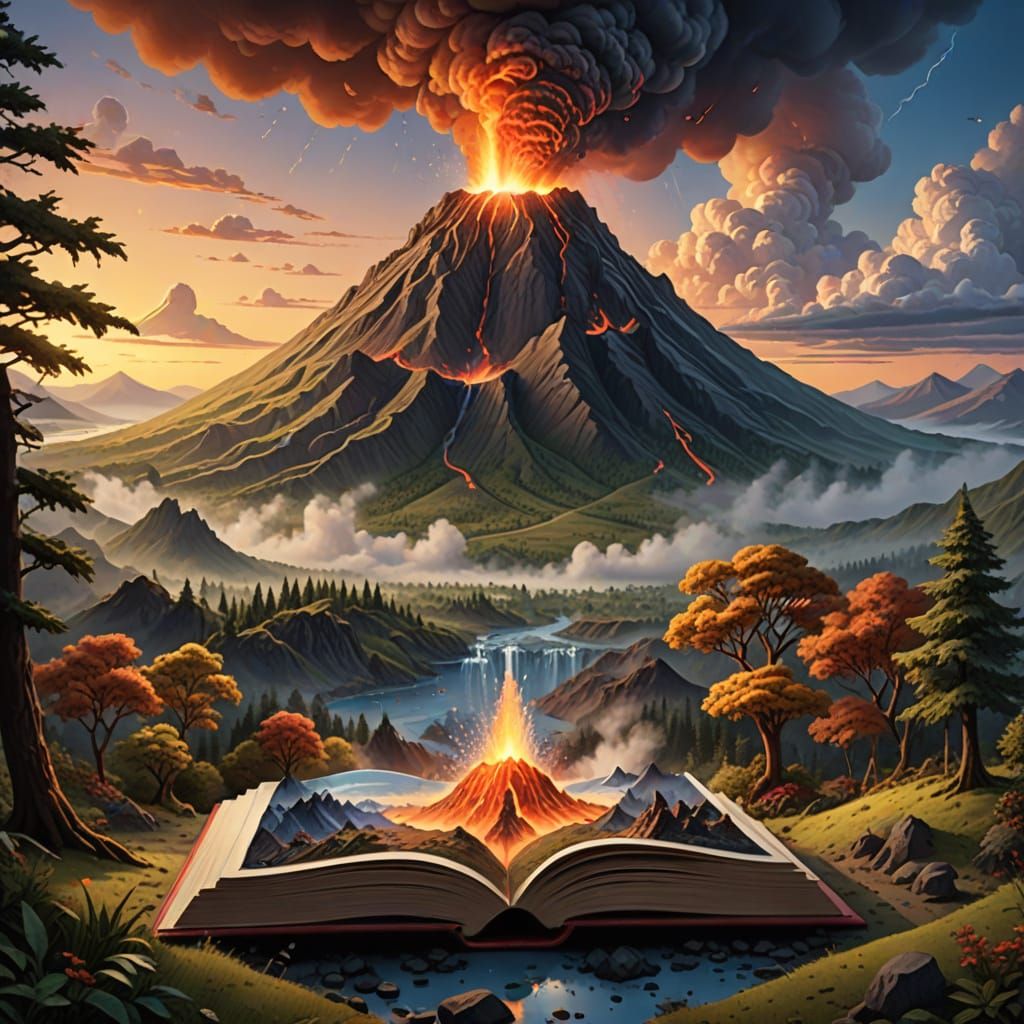 Erupting Volcano Pop-Up Book Art