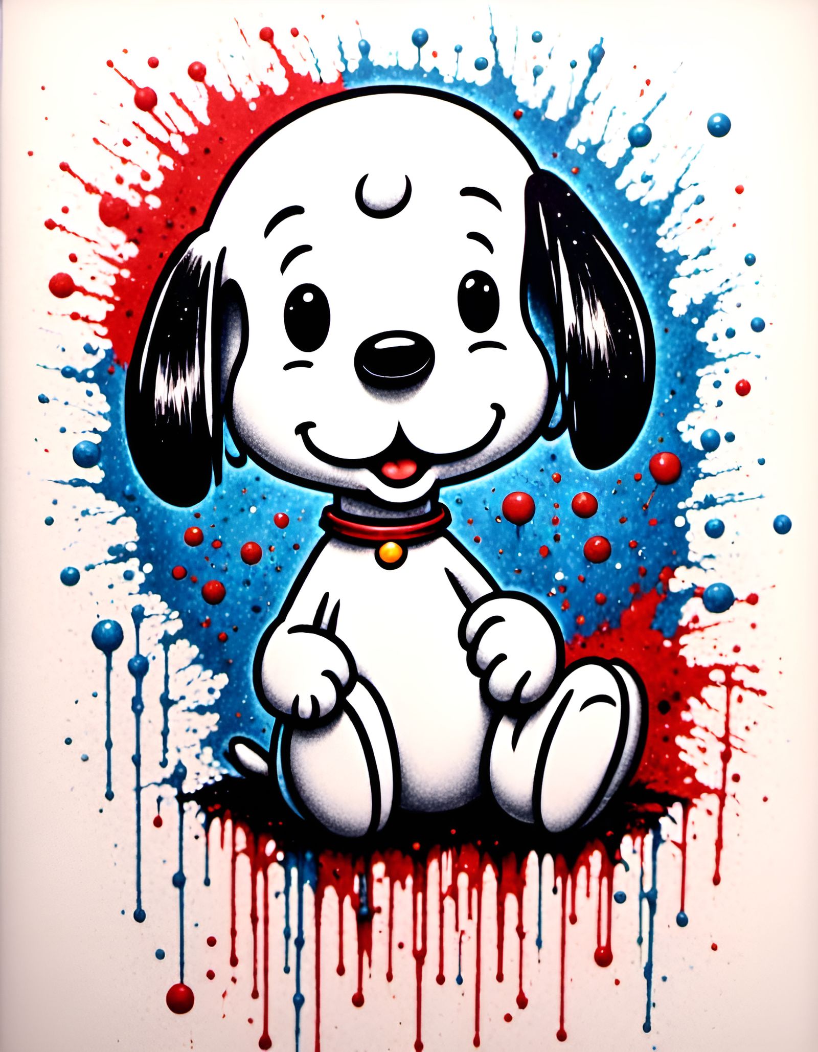 Happy Snoopy Tattoo Design with Graffiti Elements