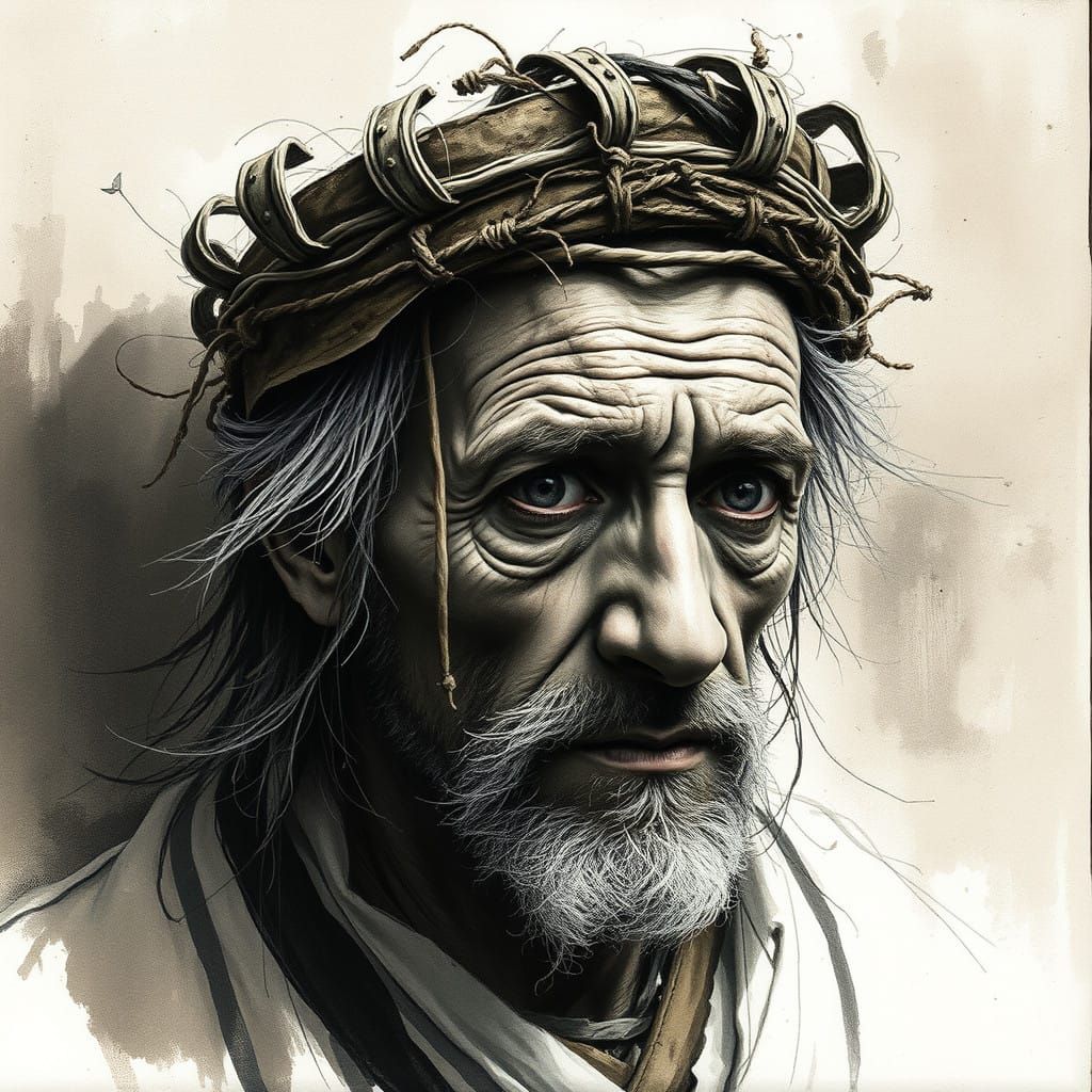 Weathered Beggar King in Earthy Mood