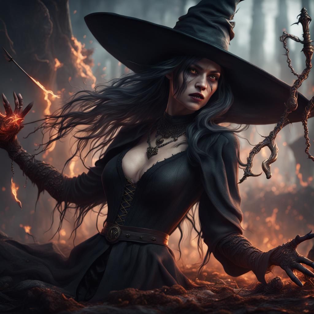 Dark Witch Torture Scene in Detailed Matte Painting