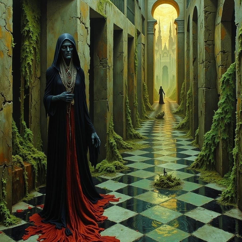 Esoteric Figure in Gothic Dreamscape