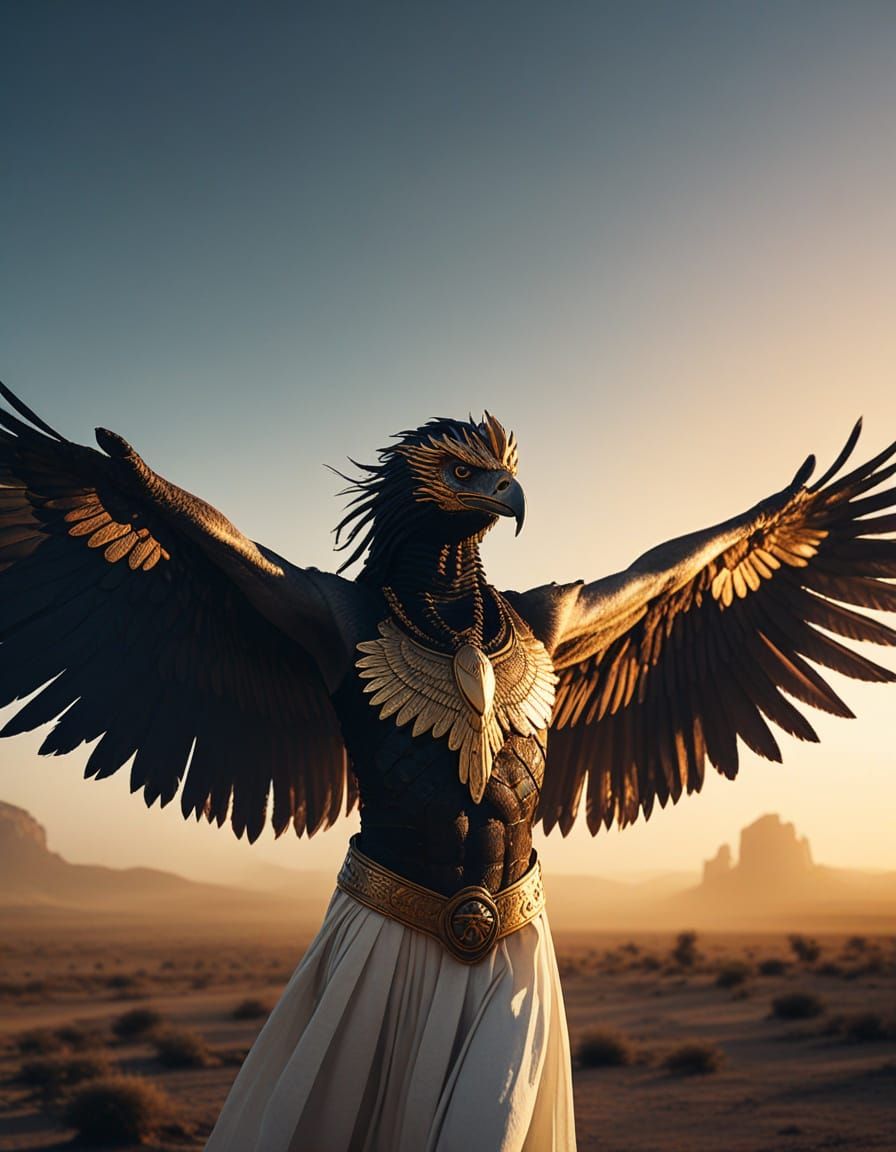 Isis with Rainbow Wings in Golden Sunlight