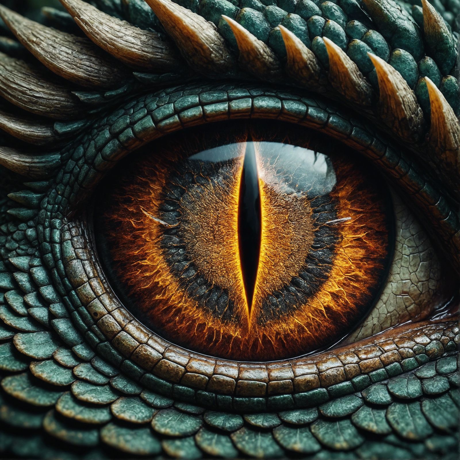 Detailed Dragon Eye Close-Up: Emerald and Ember