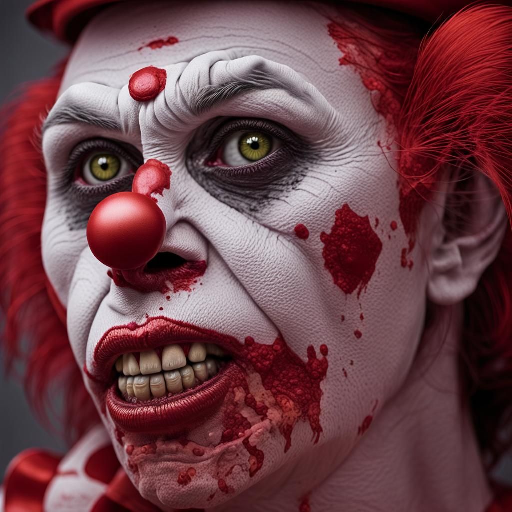 Monochromatic Portrait of a Zombie Clown Woman