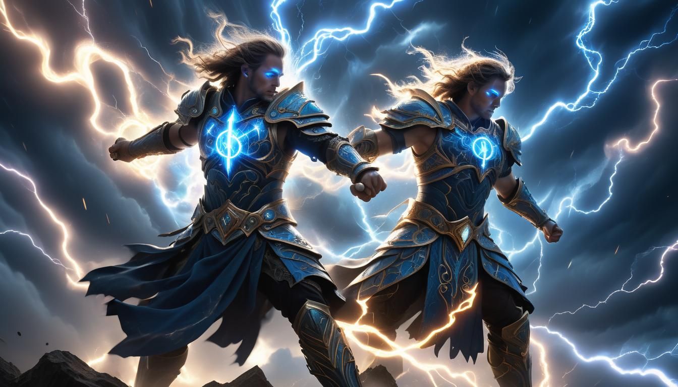 Fierce Warrior Smashes Through Shattered Mirror of Electric....