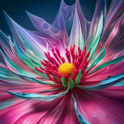 Glass Petal Myrtle Flower in Matte Painting Style