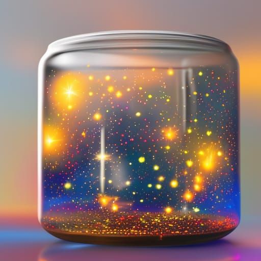 Jar of Fireflies: Holographic Astral Illustration