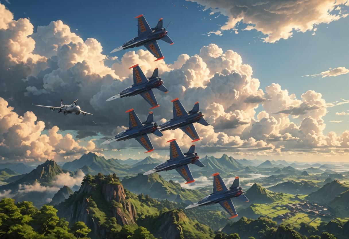 Anime Style 3D Airplane Concept Art