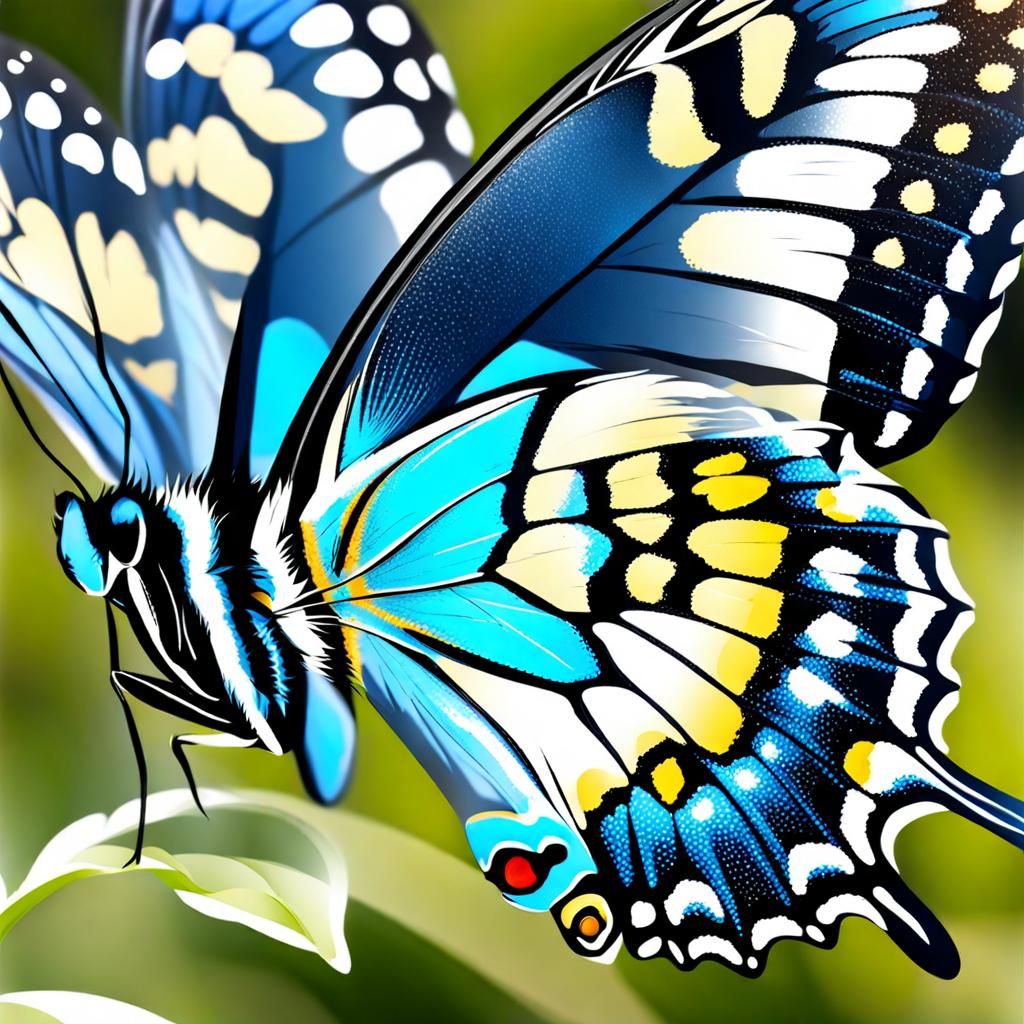 Blue Swallowtail Butterfly Close-Up
