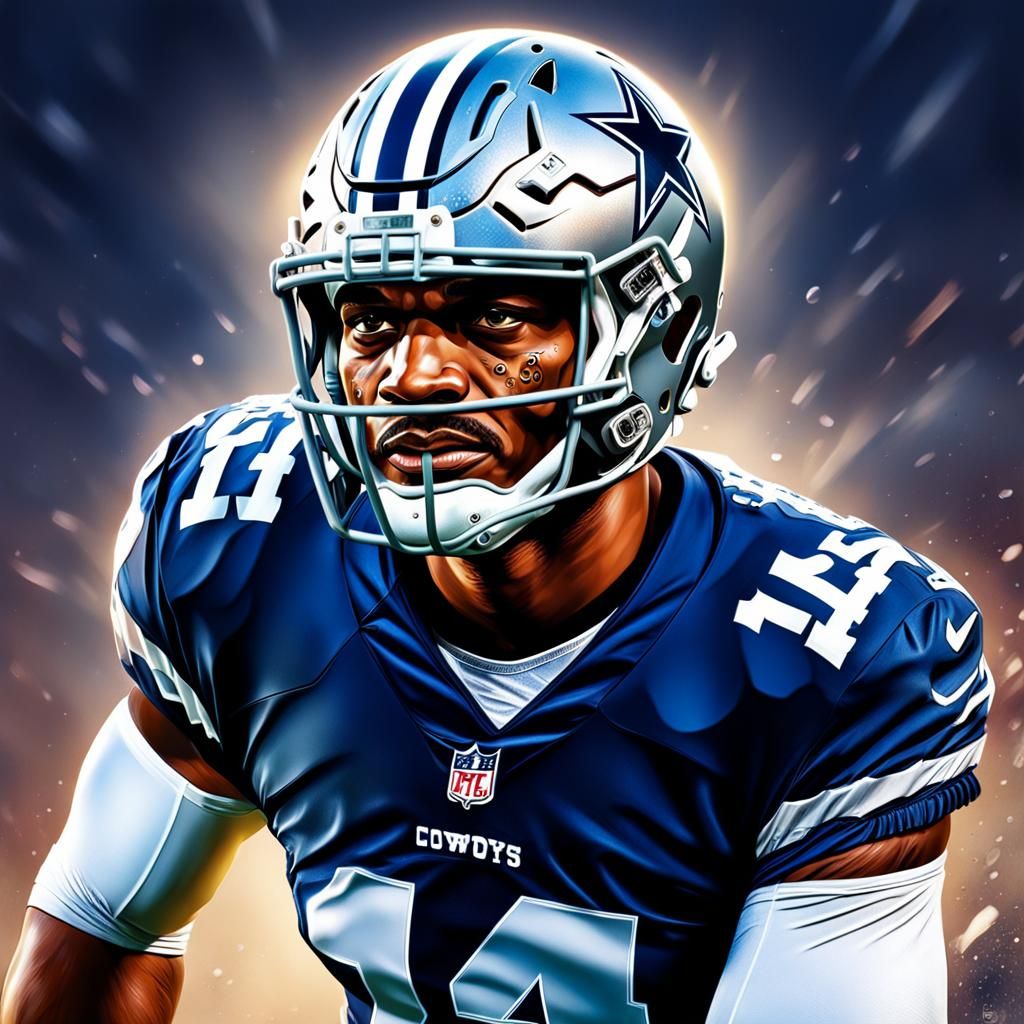 Dak Prescott Hyperrealistic Splash Art Portrait