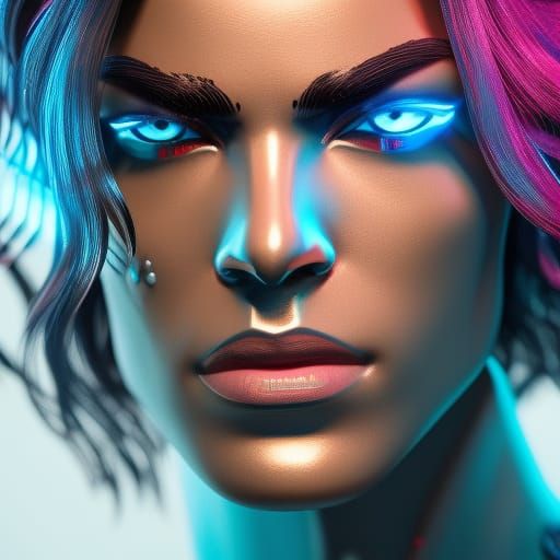 Michael Jackson Cyberpunk Portrait in 3D Render
