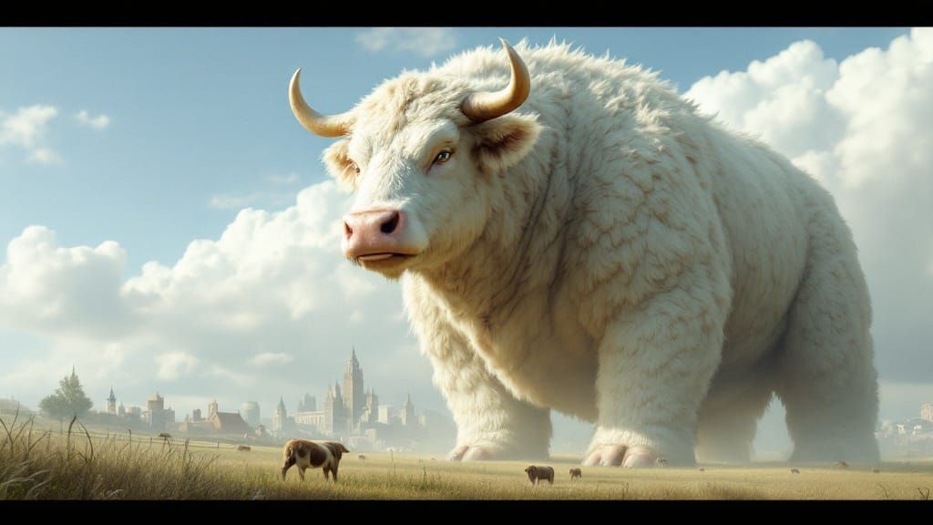 Mozzarella Giant Cow Roams Countryside