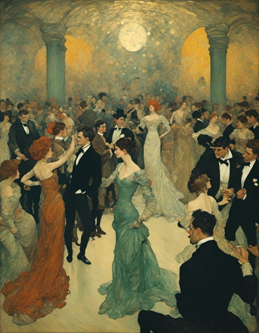 Shadowy Disco Party in Art Nouveau Style