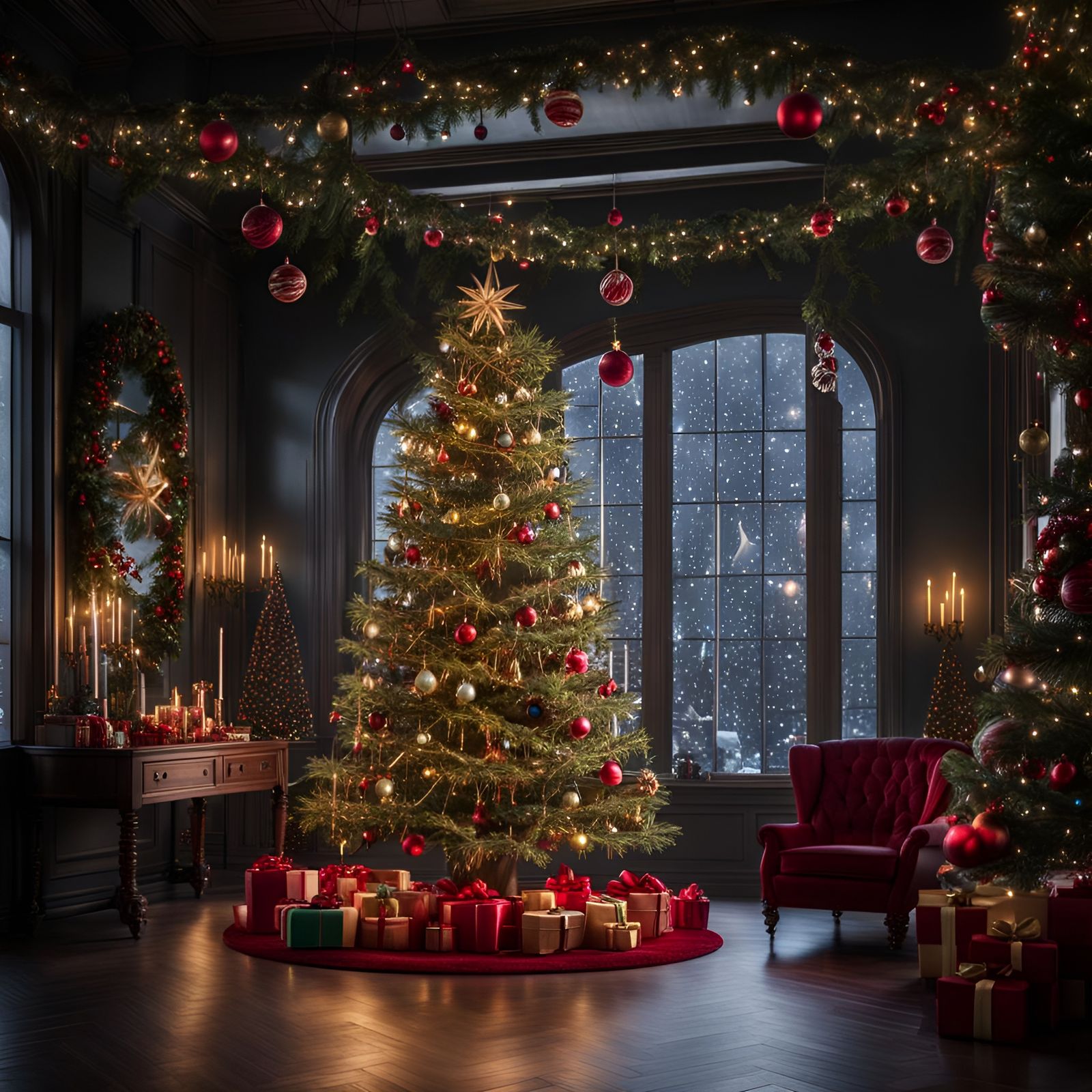 Alien Christmas Tree with Glowing Spiderwebs