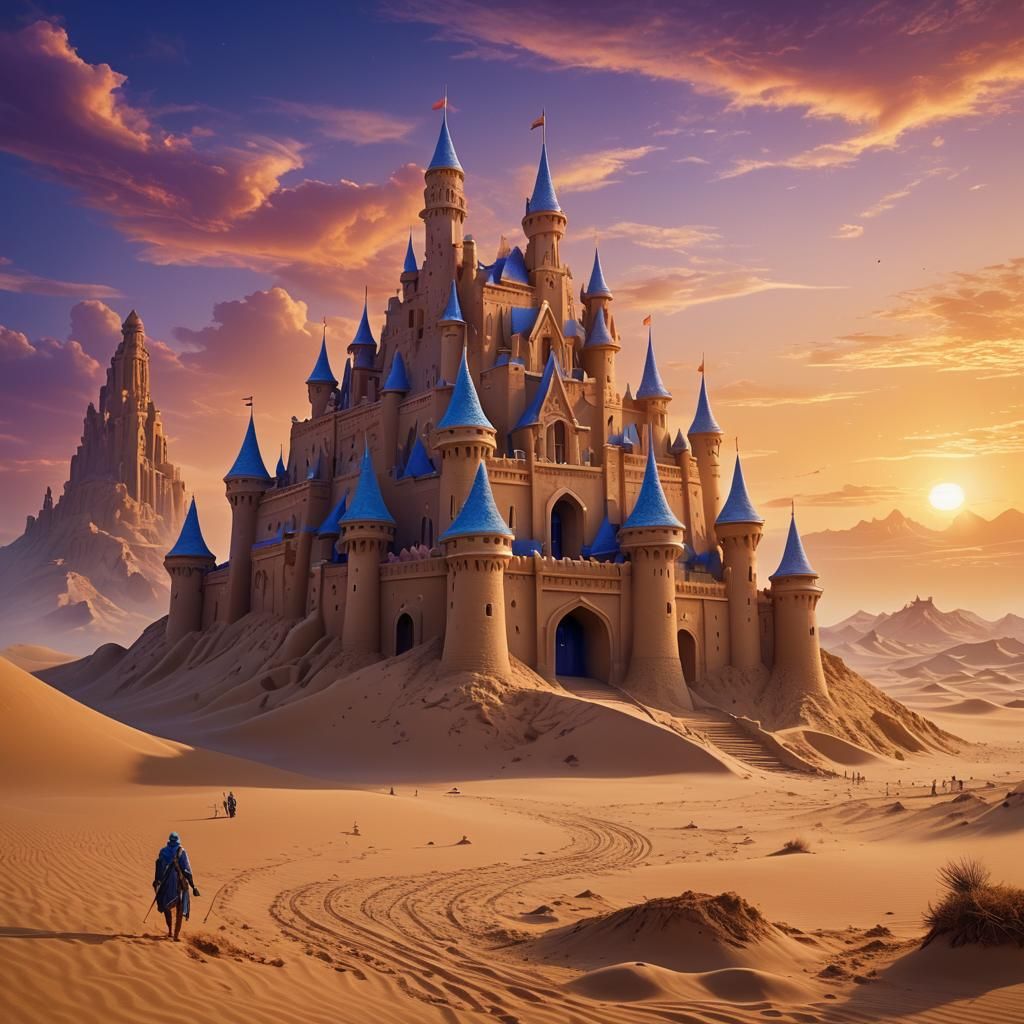 Futuristic Sandcastle in Sahara, Fantasy Concept Art
