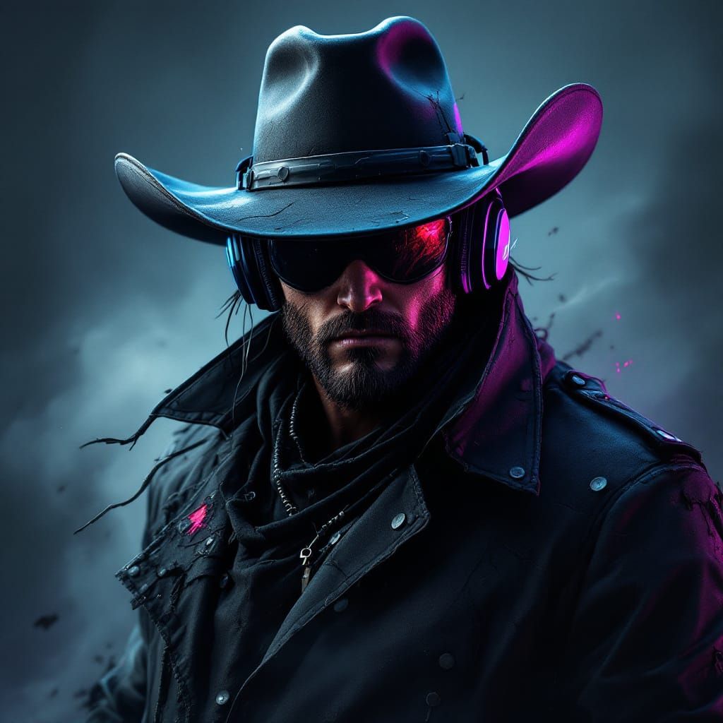 Cyberpunk Cowboy Outlaw in 3D Anime Style