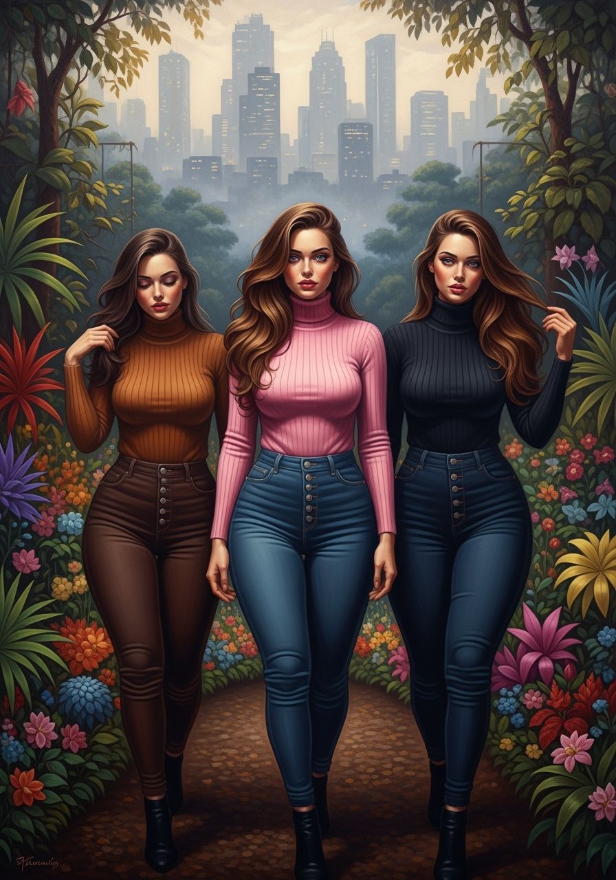 Friends in Botanic Garden as Oil Painting