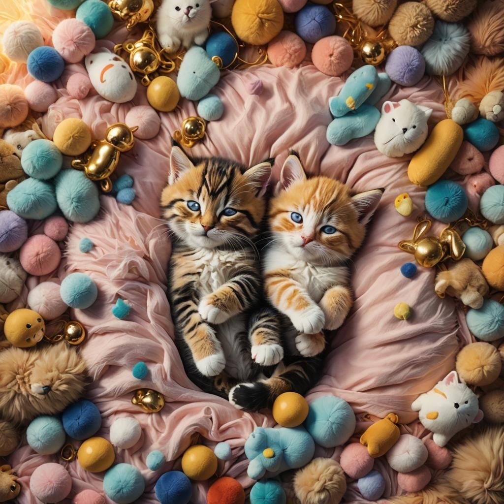 Sleeping Kittens in a Cozy Scene