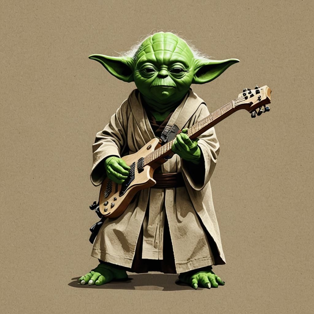 Yoda Plays Lightsaber Guitar on Stage