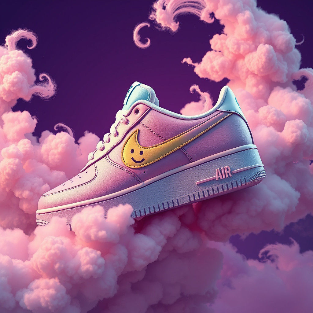 Nike Air Force 1 Smiling Sneakers in Surreal Digital Art