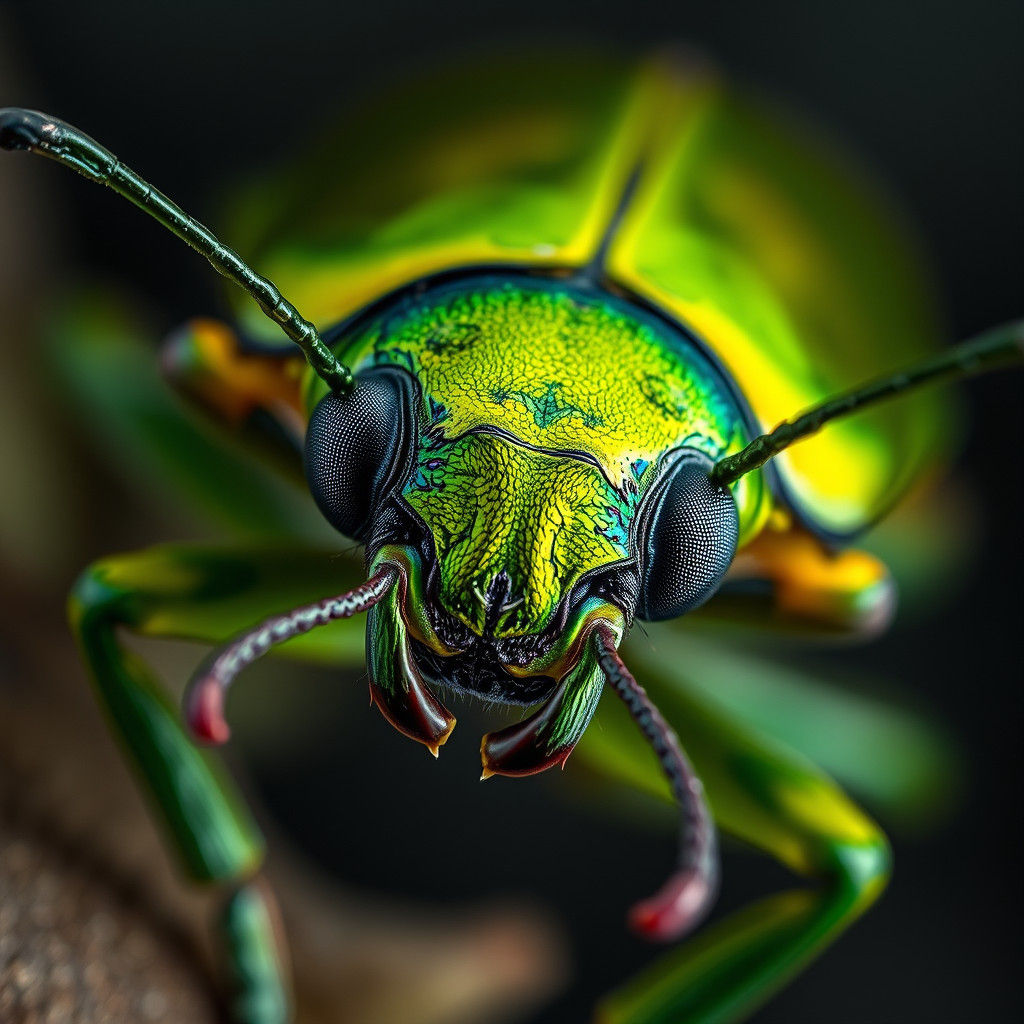 Hyperrealistic Close-Up of a Green Beetle