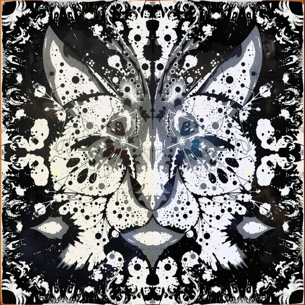 Symmetrical Stipple Artwork Evoking Rorschach Test