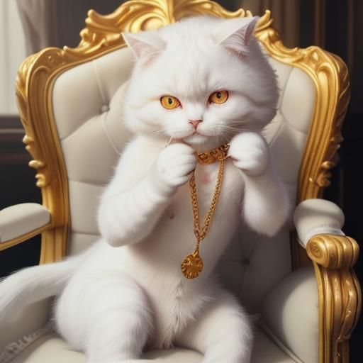 Prince Cat Coffee Break: Scottish Fold in Gold