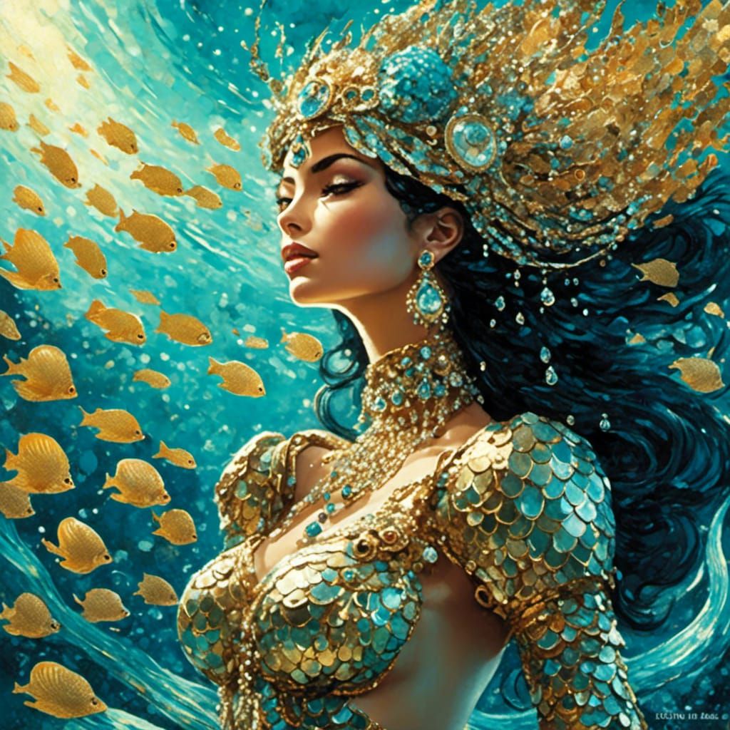 Opalescent Mermaid in Digital Art Style