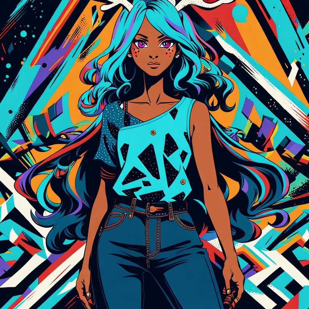 Anime Woman with Rabbit Ears and Antlers