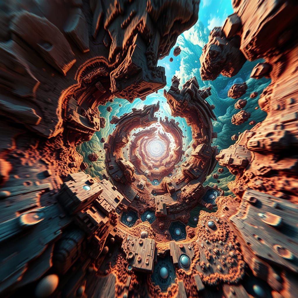 Surreal Swirling Vortex in Iridescent Hues